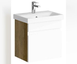 Подвесная тумба с одним ящиком, цвет дуб балтийский с умывальником