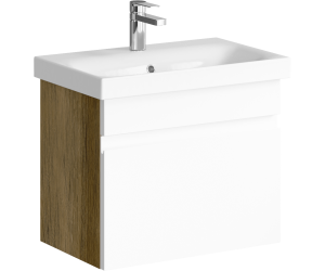 Подвесная тумба с одним ящиком, цвет дуб балтийский с умывальником