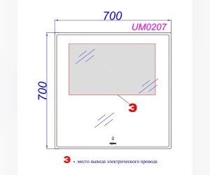 Зеркало со светодиодной подсветкой, сенсорным выключателем и регулятором освещенности.