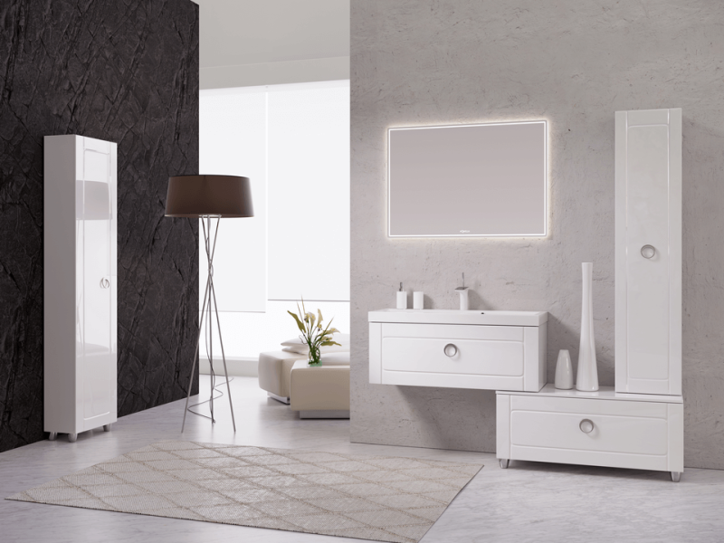 Зеркало со светодиодной подсветкой, сенсорным выключателем и регулятором освещенности.