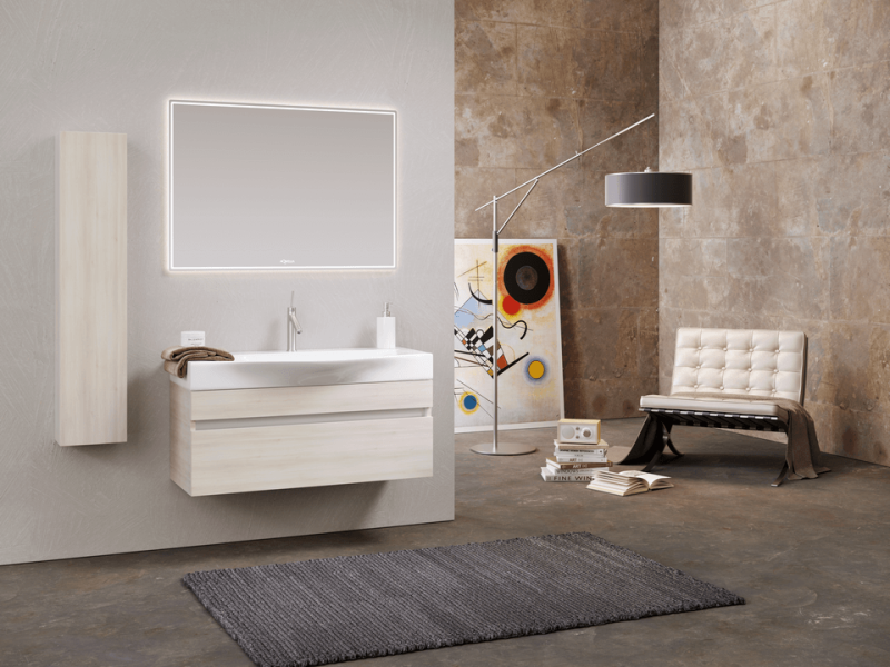 Зеркало со светодиодной подсветкой, сенсорным выключателем и регулятором освещенности.