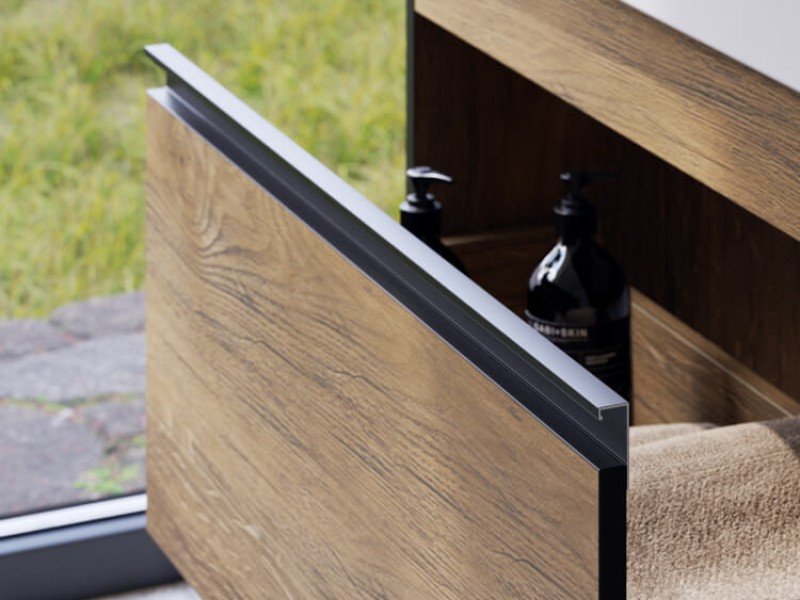 Подвесная тумба 60 см с одним ящиком в цвете дуб балтийский, с умывальником