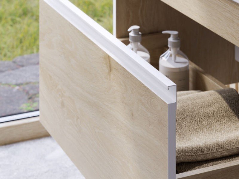 Подвесная тумба 60 см с одним ящиком в цвете дуб давос, с умывальником