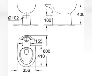 Напольный унитаз Grohe Bau Ceramic 39349000, безободковый
