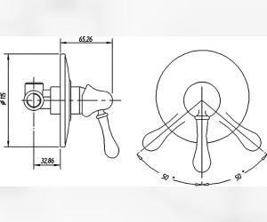 Смеситель для душа Bugnatese Maya 8930DO, с внутренней частью, золото