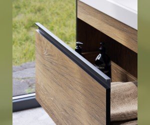 Подвесная тумба 80 см с одним ящиком в белом цвете, с умывальником