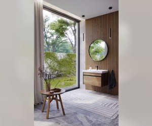 Подвесная тумба 100 см с одним ящиком в цвете дуб балтийский, с умывальником