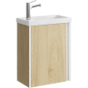 Подвесная тумба 45 см с одной универсальной дверью в цвете дуб давос, с умывальником