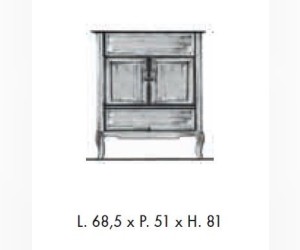 Тумба напольная Labor Legno VICTORIA HPL 70, под раковину и столешницу, орех/бронза 68,5*51*81 см