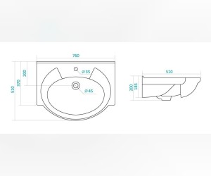 Раковина Santek Байкал 75 WH110259 76*51 см