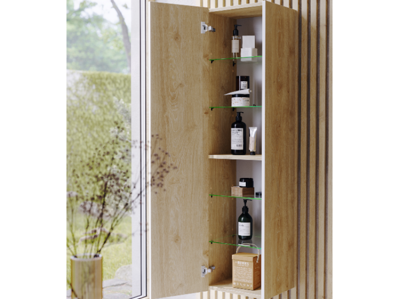 Универсальный левый/правый подвесной пенал 35 см с одной дверью, цвет дуб давос