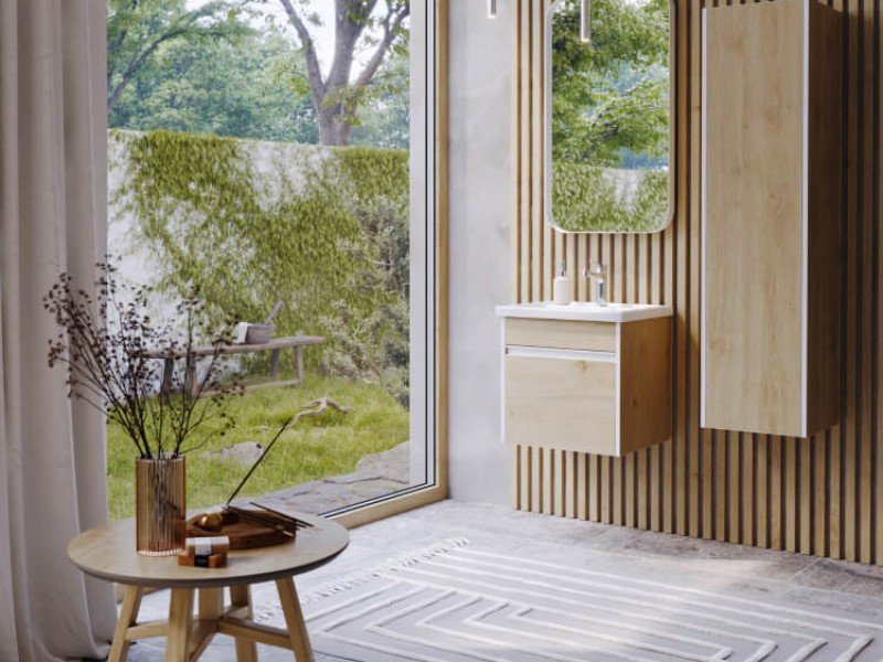 Универсальный левый/правый подвесной пенал 35 см с одной дверью, цвет дуб давос