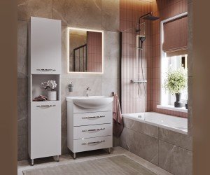 Зеркало со светодиодной подсветкой, сенсорным выключателем, регулятором освещенности и обогревом