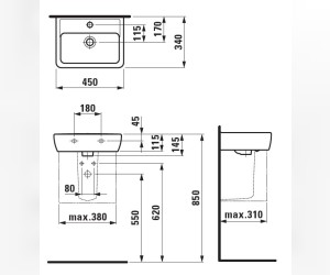 Мини-раковина Laufen Pro 8.1195.1.000.104.1 45*34 см