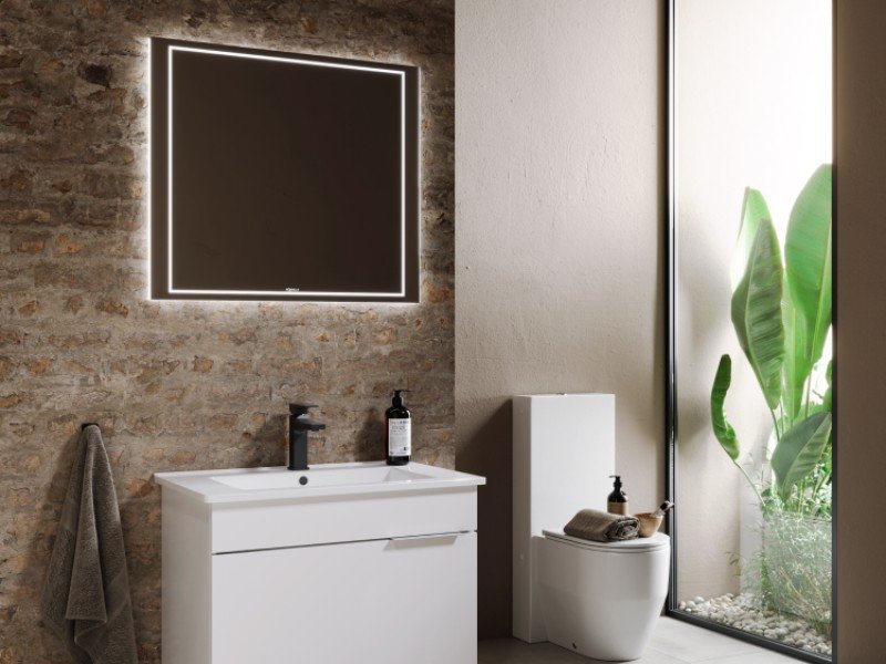 Зеркало со светодиодной подсветкой, сенсорным выключателем, регулятором освещенности и обогревом