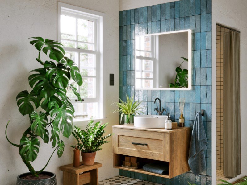 Зеркало со светодиодной подсветкой, сенсорным выключателем, регулятором освещенности и обогревом