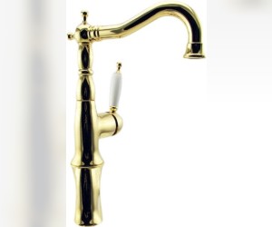 Смеситель для раковины Bugnatese Oxford 6317GO, с донным клапаном, золото