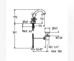 Смеситель Gattoni Vivaldi 12320 для раковины, бронза