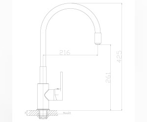 Смеситель Rossinka Z35-35U-Black для кухонной мойки с гибким цветным изливом, хром/черный