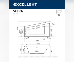 Ванна гидромассажная Excellent Sfera 170 x 100 см, L SOFT, хром