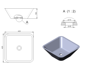 Раковина SATURN Nano Concrete 42,5 Х 42,5 бетон HOLBI