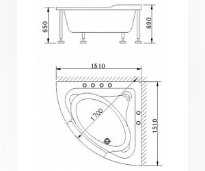 Ванна гидромассажная Appollo AТ-2121А с аэромассажем 152 х 152 х 71 см